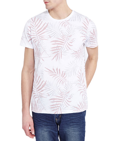 Centered Leaf Print T-Shirt